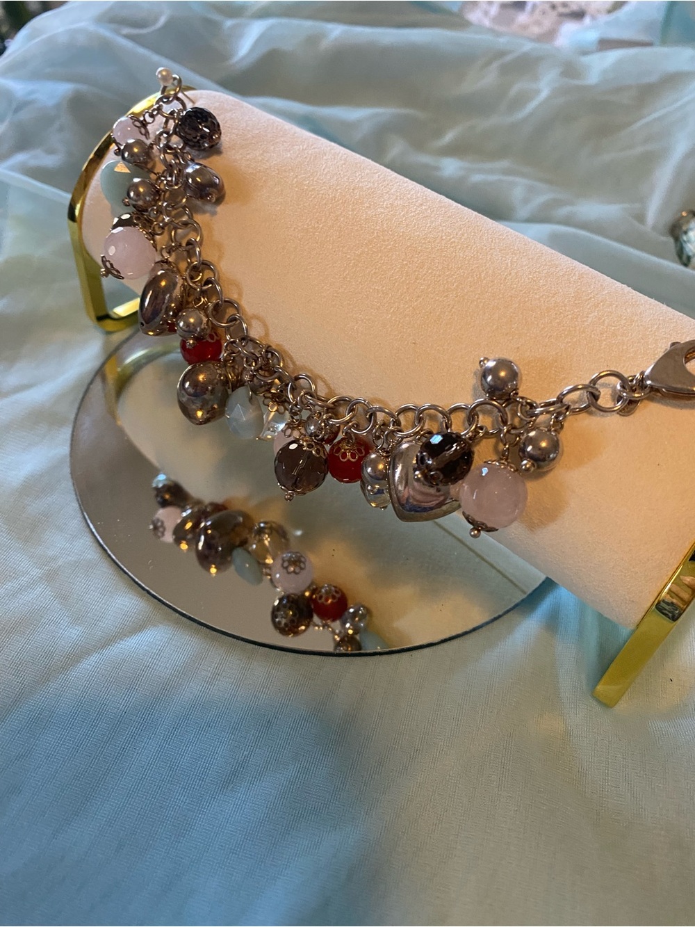 GEMSTONE CHARM BRACELET STERLING SILVER - Picture 3 of 10